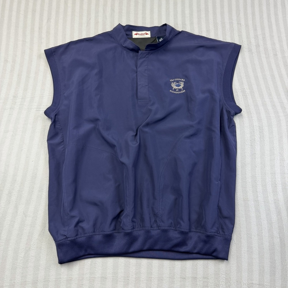 The Cedars At Dungeness Golf Vest Size XL 1/4 Snap Windbreaker Pullover‎ Blue